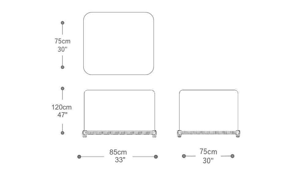 Image of the main dimensions of the product